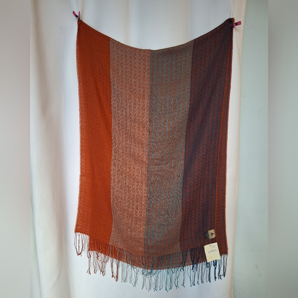 Alpaca International Multicolor Woven Scarf with Fringe